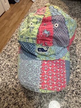 Vineyard Vines Patchwork Nautical Whale Cap - Blue, Green, Coral, Yellow